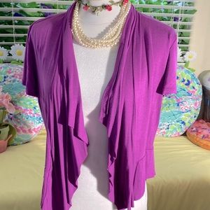 Intriguing Threads short purple open front lightweight jacket